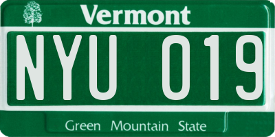 VT license plate NYU019
