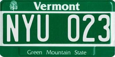 VT license plate NYU023
