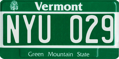 VT license plate NYU029