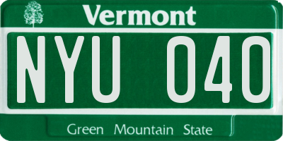 VT license plate NYU040