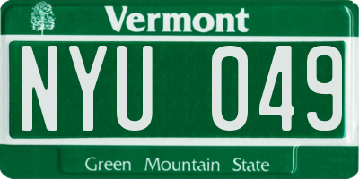 VT license plate NYU049