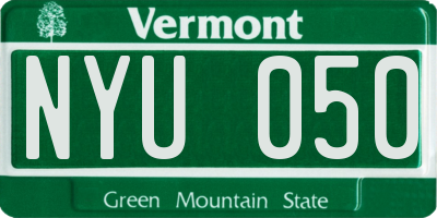 VT license plate NYU050