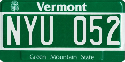 VT license plate NYU052