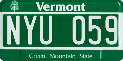 VT license plate NYU059