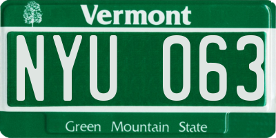 VT license plate NYU063