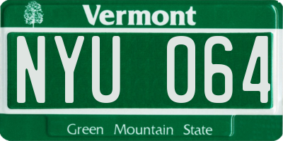 VT license plate NYU064