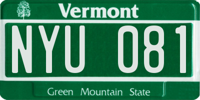 VT license plate NYU081