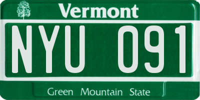 VT license plate NYU091