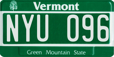 VT license plate NYU096