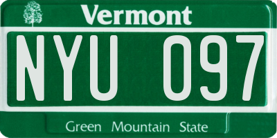 VT license plate NYU097
