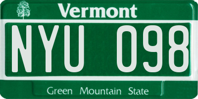 VT license plate NYU098