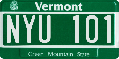 VT license plate NYU101