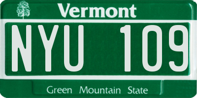 VT license plate NYU109