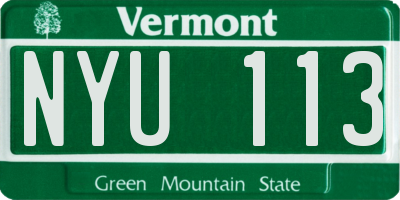 VT license plate NYU113