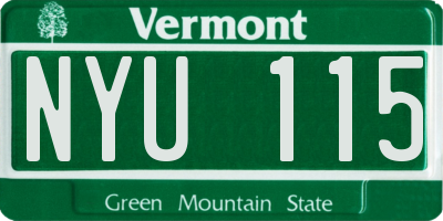 VT license plate NYU115