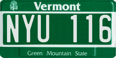 VT license plate NYU116