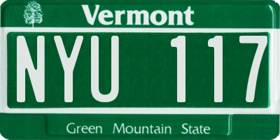 VT license plate NYU117