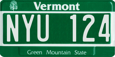 VT license plate NYU124