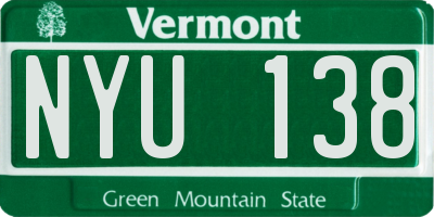 VT license plate NYU138