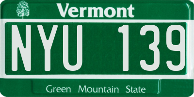 VT license plate NYU139