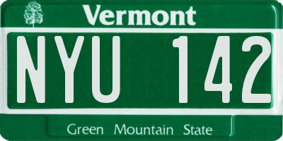 VT license plate NYU142