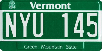 VT license plate NYU145