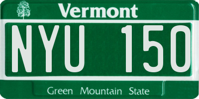 VT license plate NYU150