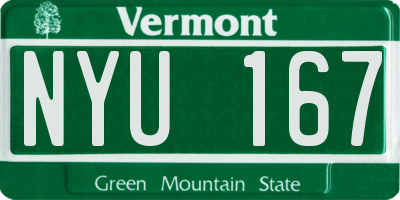 VT license plate NYU167