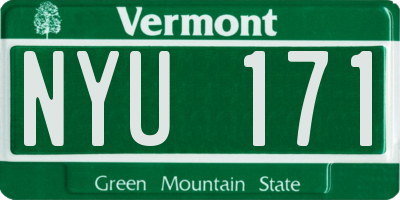 VT license plate NYU171