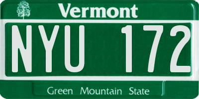 VT license plate NYU172