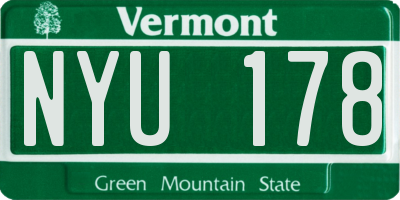 VT license plate NYU178
