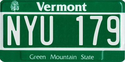 VT license plate NYU179