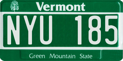 VT license plate NYU185