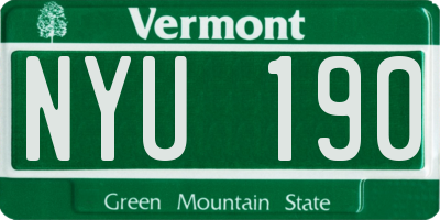 VT license plate NYU190