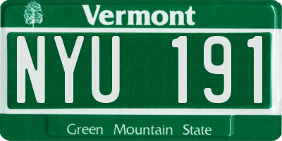 VT license plate NYU191