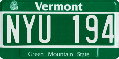 VT license plate NYU194