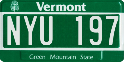 VT license plate NYU197