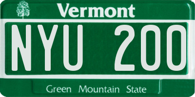 VT license plate NYU200