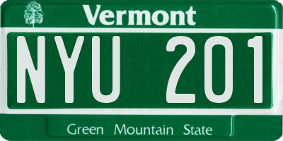 VT license plate NYU201