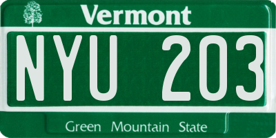 VT license plate NYU203