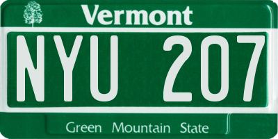 VT license plate NYU207