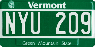 VT license plate NYU209