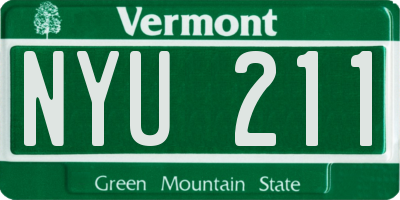 VT license plate NYU211