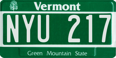 VT license plate NYU217