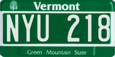 VT license plate NYU218