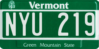 VT license plate NYU219