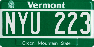 VT license plate NYU223
