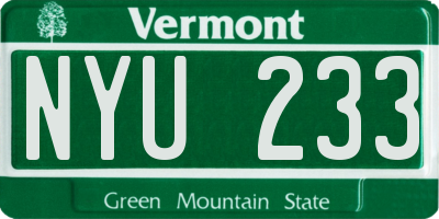 VT license plate NYU233