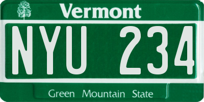VT license plate NYU234