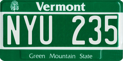 VT license plate NYU235
